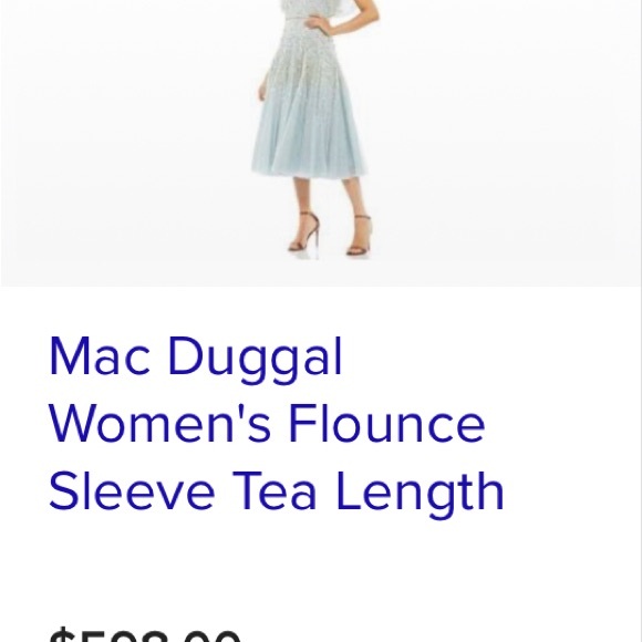 Mac Duggal Beaded Tea Length Gown - Picture 8 of 9